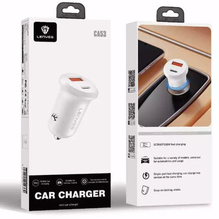  Lenyes CA53 PD30W Mini Car Charger - White 