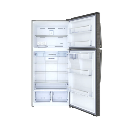 TCL P545TM Top Mount Refrigerator - No Frost - Multi Air Flow - Total Capacity 420L - Electronic Control - LED Lighting - Silver Steel