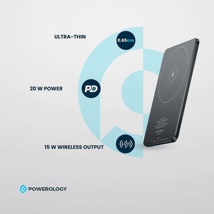 باور بانك باورولوجي (Powerology) فائق النحافة سعة 5000 مللي أمبير مع تقنية MagSafe