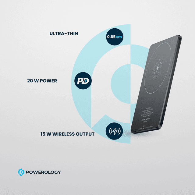 باور بانك باورولوجي (Powerology) فائق النحافة سعة 5000 مللي أمبير مع تقنية MagSafe باور بانك باورولوجي (Powerology) فائق النحافة سعة 5000 مللي أمبير مع تقنية MagSafe