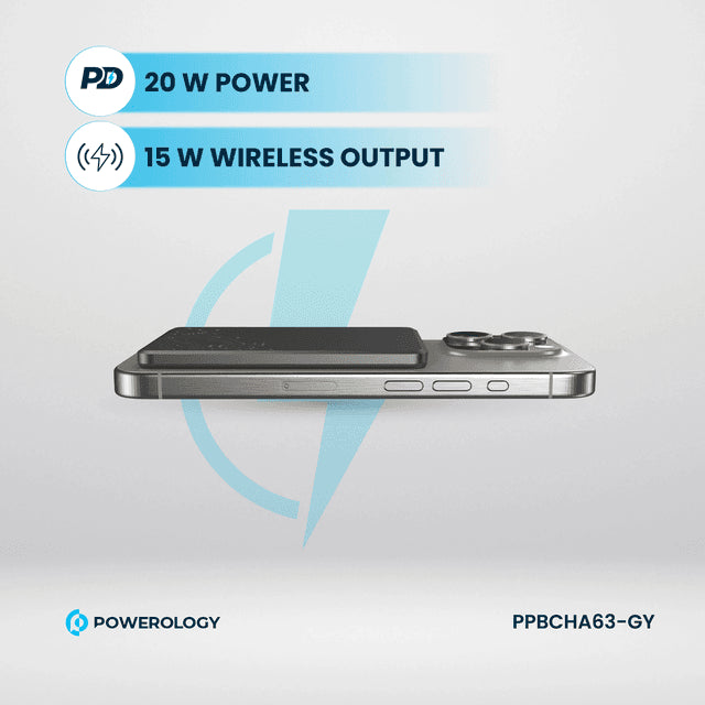 باور بانك باورولوجي (Powerology) فائق النحافة سعة 5000 مللي أمبير مع تقنية MagSafe باور بانك باورولوجي (Powerology) فائق النحافة سعة 5000 مللي أمبير مع تقنية MagSafe
