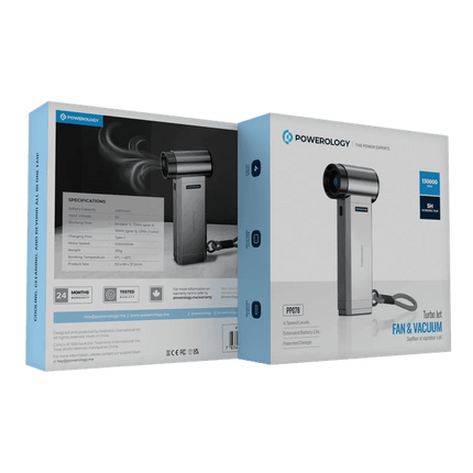 Powerology Turbo Blower 130,000 RPM with 4000mAh Power Bank - Silver