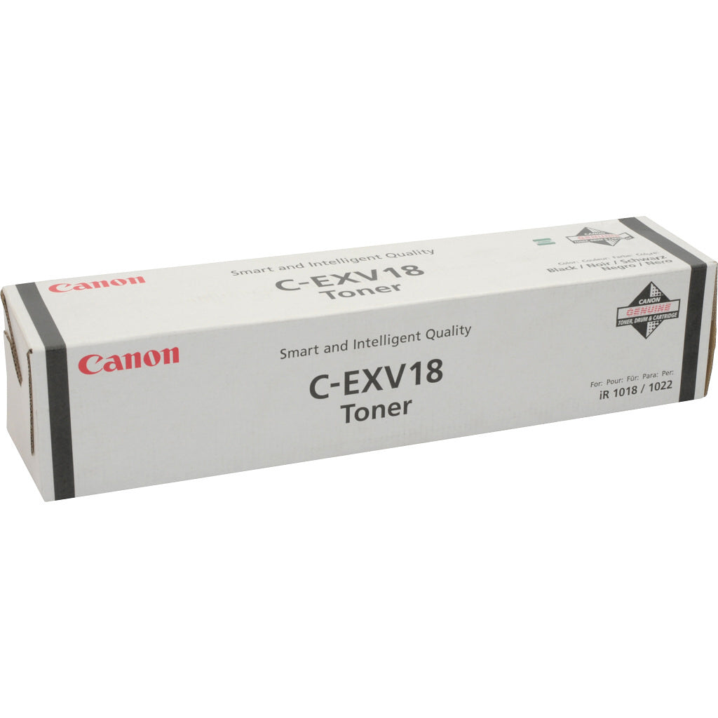 خرطوشة تونر كانون (Canon) أصلية موديل C-EXV18 لون أسود - موثوقية عالية - نصوص حادة - متوافقة مع ماكينات تصوير imageRUNNER iR1018 و iR1022 و iR1024 خرطوشة تونر كانون (Canon) أصلية موديل C-EXV18 لون أسود - موثوقية عالية - نصوص حادة - متوافقة مع ماكينات تصوير imageRUNNER iR1018 و iR1022 و iR1024