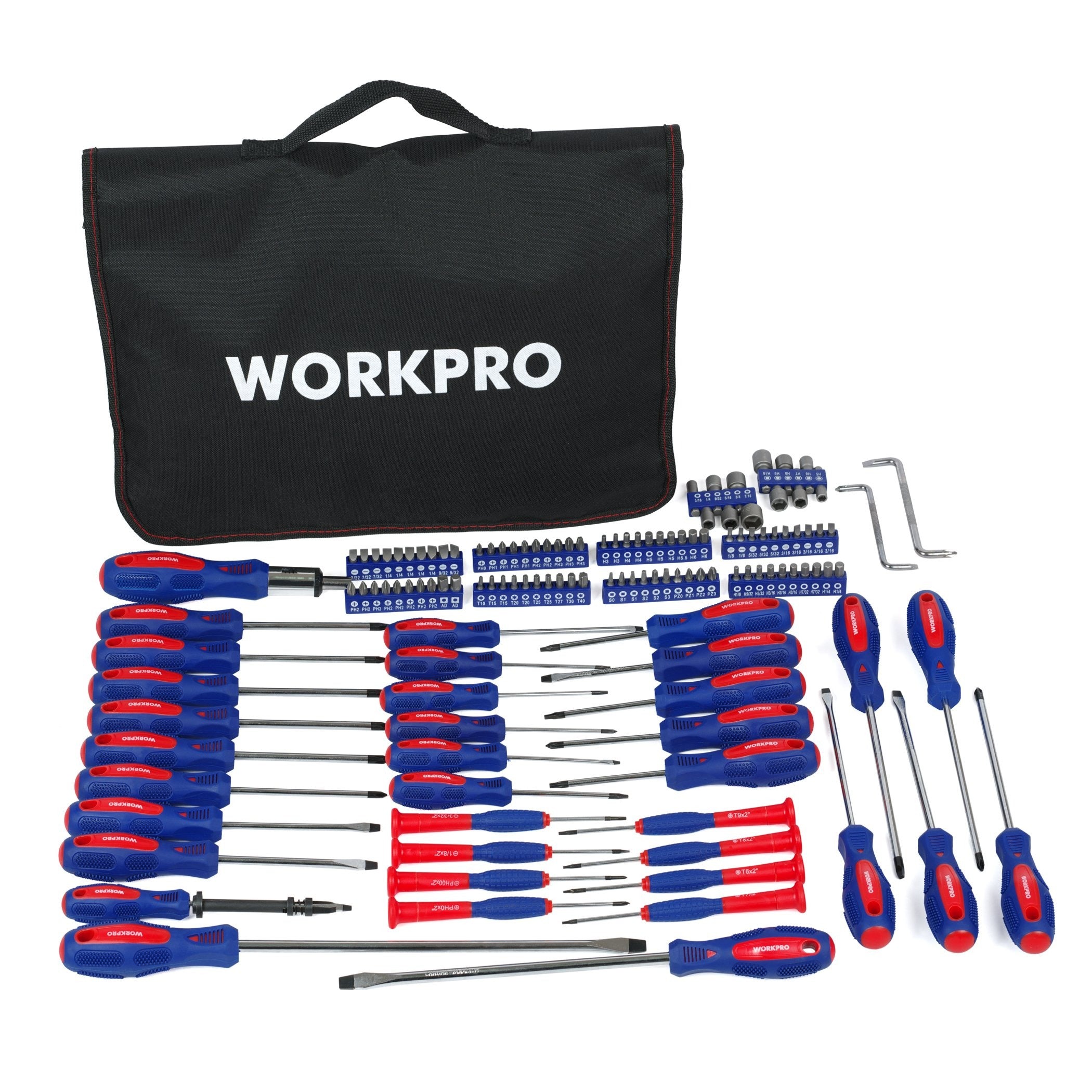 WORKPRO طقم مفكات ١٣٠ قطعة بحقيبة حمل WORKPRO طقم مفكات ١٣٠ قطعة بحقيبة حمل