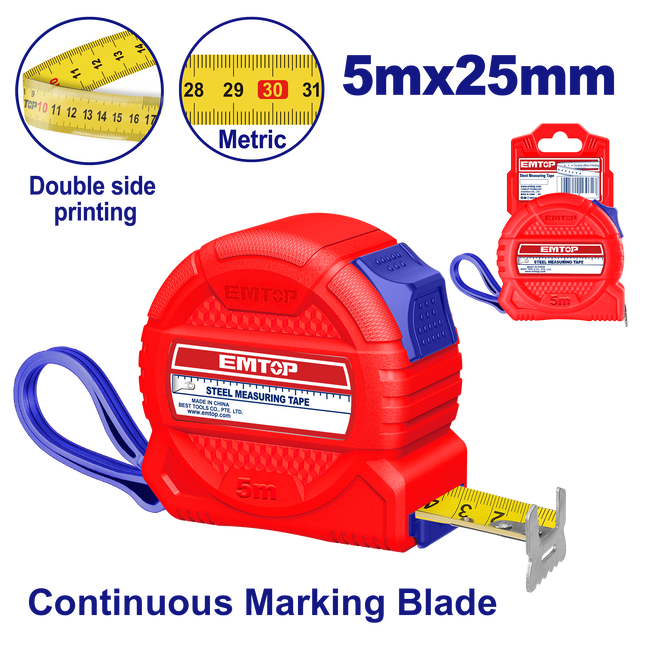 EMTOP EMTP3525M | 5m × 25mm Measuring Tape