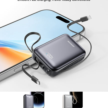 بنك طاقة جويروم JR-PBF29 ميني بقوة 22.5 واط وسعة 20000 مللي أمبير مع كابل USB-C مدمج