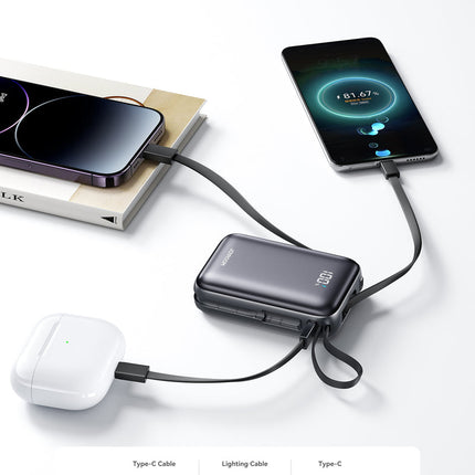 بنك طاقة جويروم JR-PBF29 ميني بقوة 22.5 واط وسعة 20000 مللي أمبير مع كابل USB-C مدمج