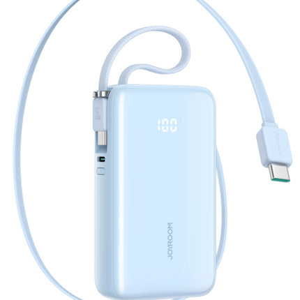 بنك طاقة (باور بانك) جوي رووم (Joyroom) موديل JR-PR2 - سعة 10000 مللي أمبير - قوة 22.5 واط - كابلين مدمجين قابلين للسحب (Type-C و Lightning) - شاشة رقمية - ألوان متعددة