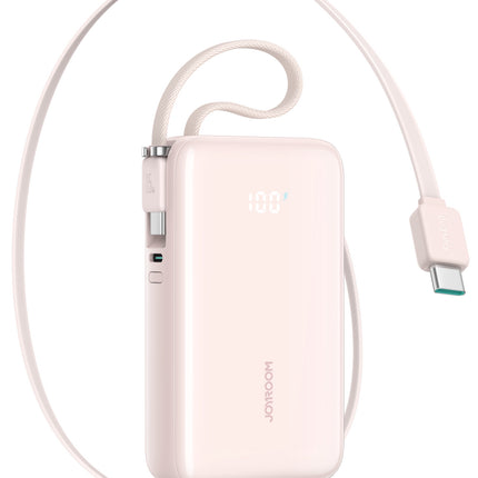 بنك طاقة (باور بانك) جوي رووم (Joyroom) موديل JR-PR2 - سعة 10000 مللي أمبير - قوة 22.5 واط - كابلين مدمجين قابلين للسحب (Type-C و Lightning) - شاشة رقمية - ألوان متعددة