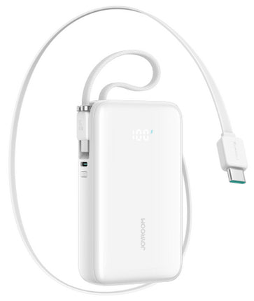 بنك طاقة (باور بانك) جوي رووم (Joyroom) موديل JR-PR2 - سعة 10000 مللي أمبير - قوة 22.5 واط - كابلين مدمجين قابلين للسحب (Type-C و Lightning) - شاشة رقمية - ألوان متعددة