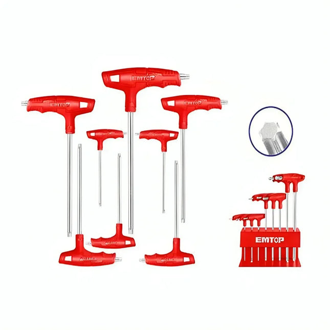 EMTOP ETHW6063   T-Handle Torx Key Set - 8 Pieces 
