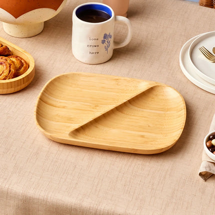 Karaca Nora Bamboo 2-Compartment Oval Storage Container