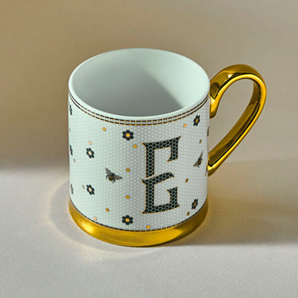 Karaca Letter E Mug 330ml White Ceramic Coffee Cup
