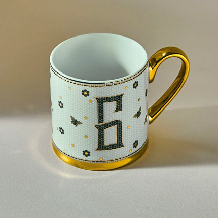 KARACA Letter G Mug 330ml White Ceramic Coffee Cup