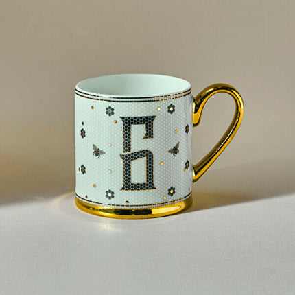 KARACA Letter G Mug 330ml White Ceramic Coffee Cup