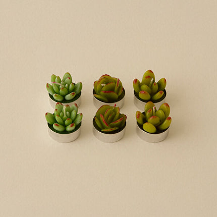 Karaca Home Green Succulent Tealight Candles 6-Piece Set