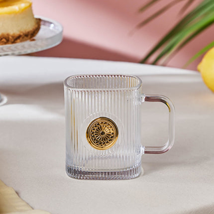 Karaca Medallion Glass Mug 340ml Colorless Classic