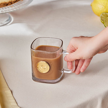 Karaca Medallion Glass Mug 340ml Colorless Classic