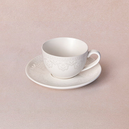 KARACA Minerva White Bone China Coffee Cup & Saucer Set