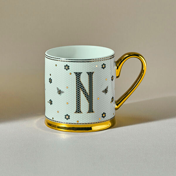Karaca Letter N Ceramic Mug 330ml White