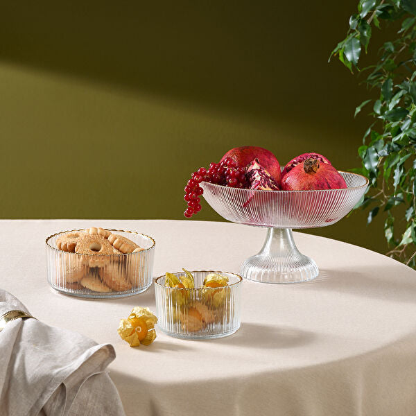 KARACA Pierre 3-Piece Gold Accent Glass Set