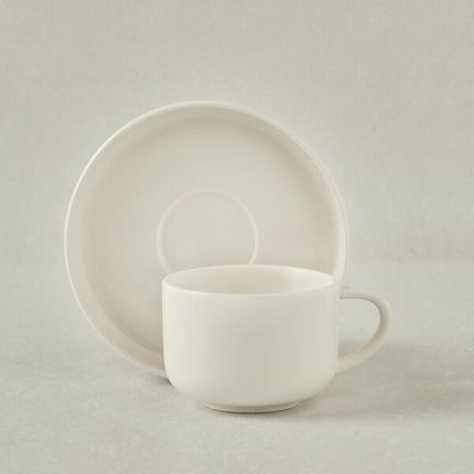 Karaca Stream Basic White Tea Cup & Saucer Set 220ml