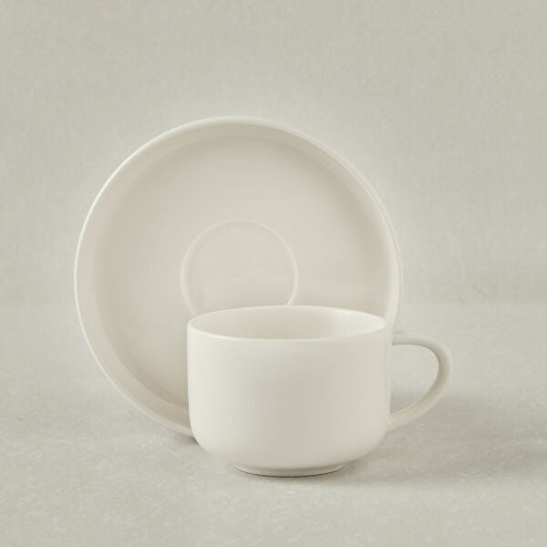Karaca Stream Basic White Tea Cup & Saucer Set 220ml