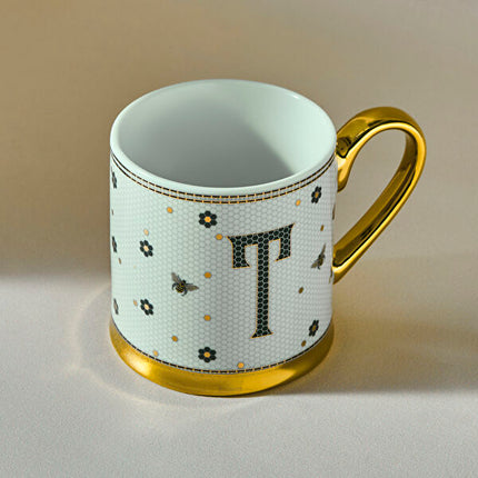 Karaca Letter T Mug 330ml White Bone China