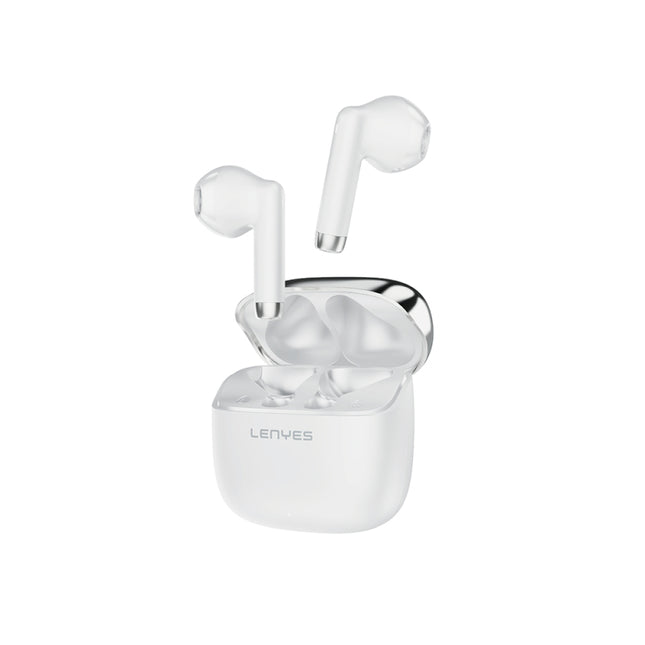 سماعات لينييس (Lenyes) موديل Air 102 لاسلكية بالكامل - بلوتوث V5.4 - صوت ستيريو عالي الدقة - تحكم ذكي باللمس - اقتران تلقائي - لون أبيض