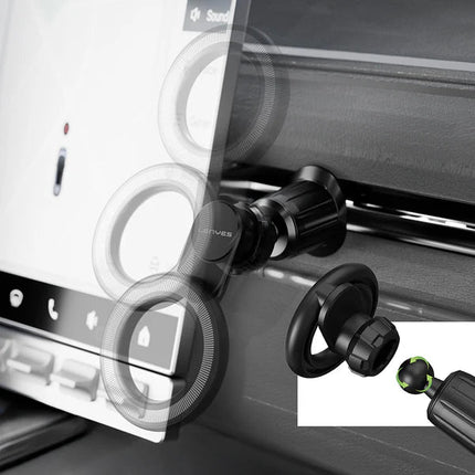 Lenyes CR183 MagSafe Compatible Magnetic Car Phone Holder - 360 Degree Rotation - Dashboard & Windshield Mount - Strong Suction Base - Black