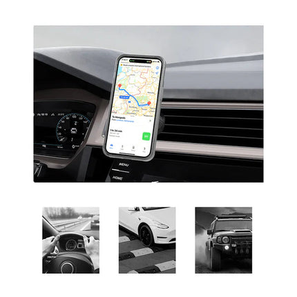 Lenyes CR183 MagSafe Compatible Magnetic Car Phone Holder - 360 Degree Rotation - Dashboard & Windshield Mount - Strong Suction Base - Black