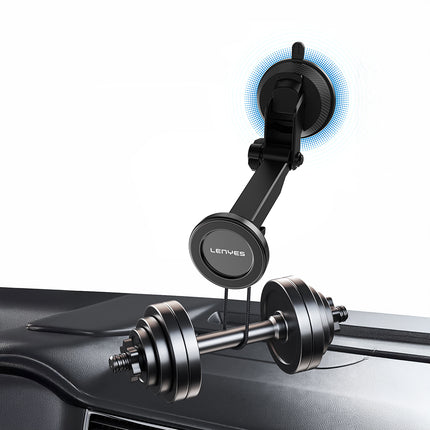 Lenyes CR184 Universal Magnetic Phone Mount - Strong Nano Suction Cup Car Holder - 360 Degree Rotation - Dashboard & Windshield Support - Black
