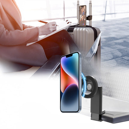 Lenyes CR187 Magnetic Desktop Phone Stand - 360 Degree Adjustable Head - Ultra Stable Metal Base - Universal Magnetic Mount - Black