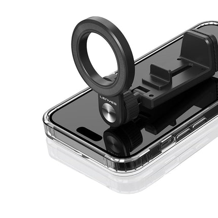 Lenyes CR187 Magnetic Desktop Phone Stand - 360 Degree Adjustable Head - Ultra Stable Metal Base - Universal Magnetic Mount - Black
