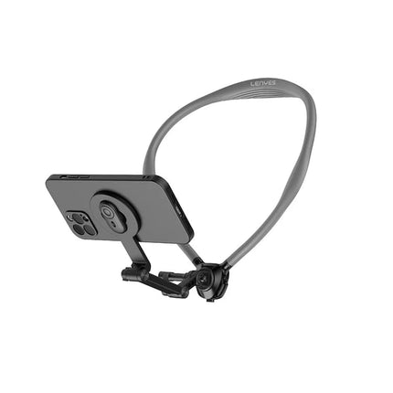 Lenyes CR197 Magnetic Neck Phone Holder - Hands-Free Wearable Mount - 360 Degree Flexible Adjustment - For Content Creators & POV Filming - Black