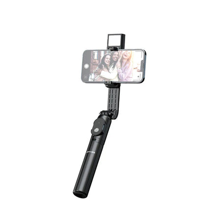 Lenyes LPH101 Tripod Selfie Stick with Integrated Ring Light - Bluetooth Remote Control - Adjustable Height - 3-Mode Dimmable Lighting - Foldable Design - Black