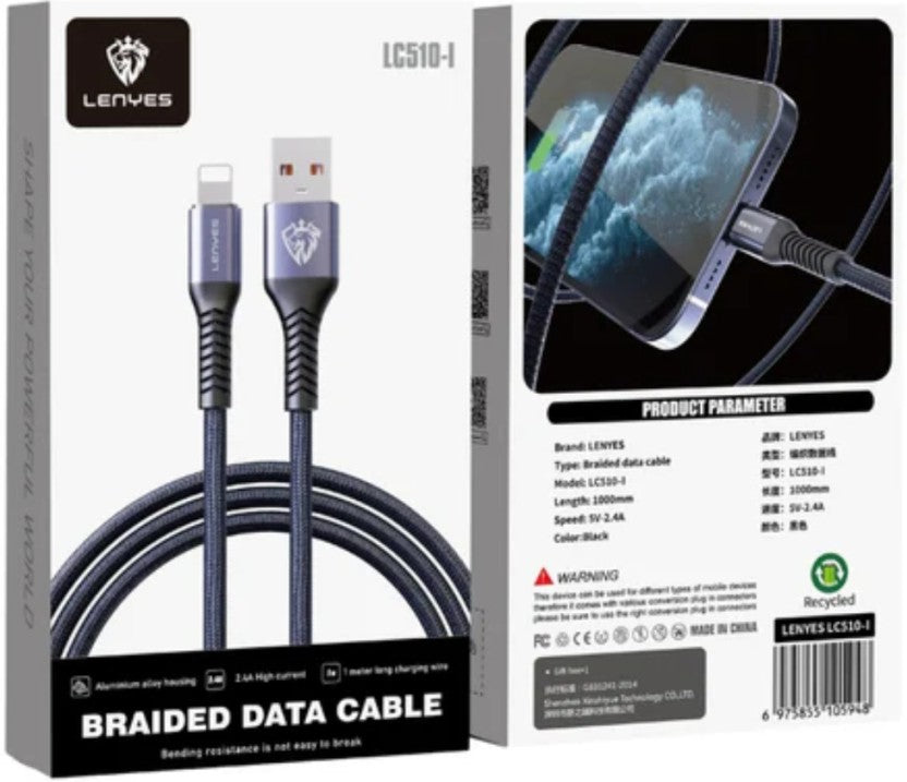 Lenyes LC510-I USB Type-A to Lightning Braided Data Cable Lenyes LC510-I USB Type-A to Lightning Braided Data Cable