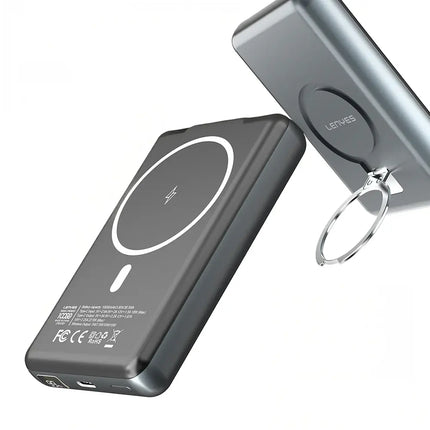 Lenyes PW1001D Magnetic Wireless Power Bank - 10000mAh - 22.5W Super Fast Charging - 15W MagSafe Compatible Wireless Output - LED Digital Display