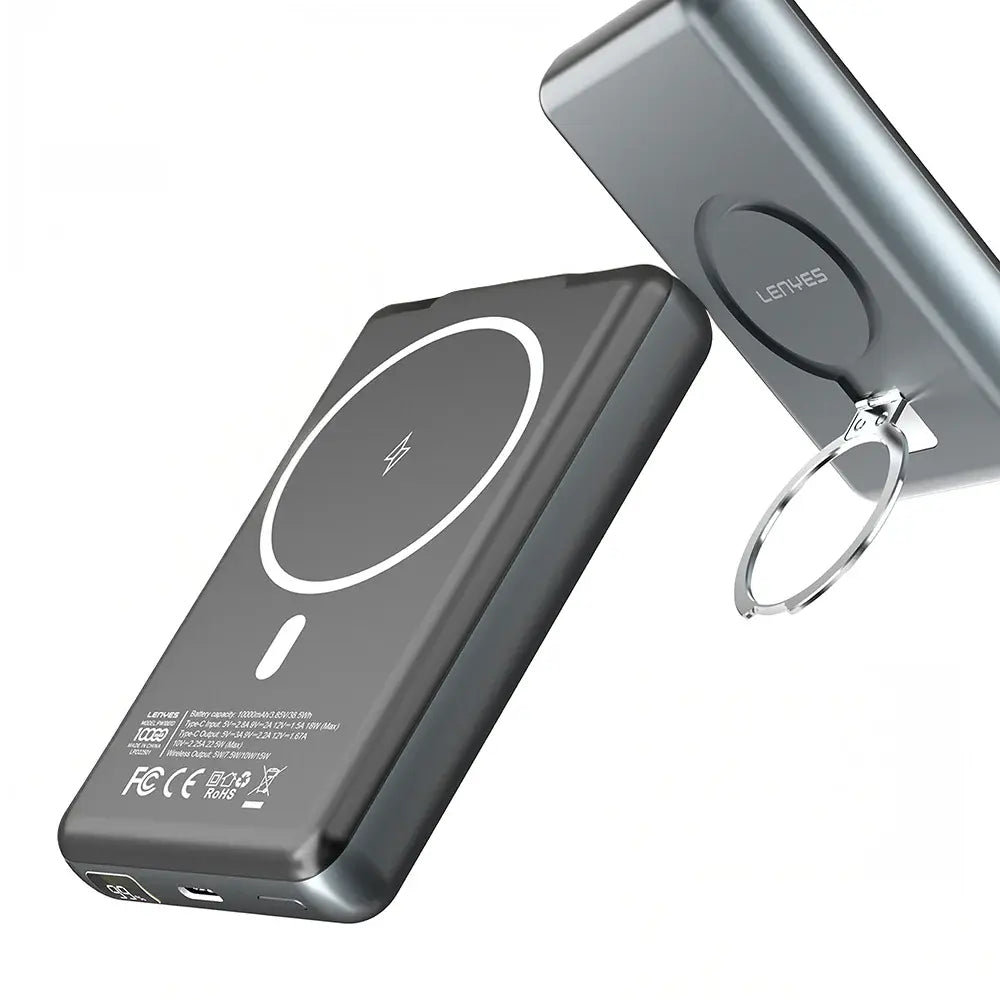 Lenyes PW1001D Magnetic Wireless Power Bank - 10000mAh - 22.5W Super Fast Charging - 15W MagSafe Compatible Wireless Output - LED Digital Display Lenyes PW1001D Magnetic Wireless Power Bank - 10000mAh - 22.5W Super Fast Charging - 15W MagSafe Compatible Wireless Output - LED Digital Display