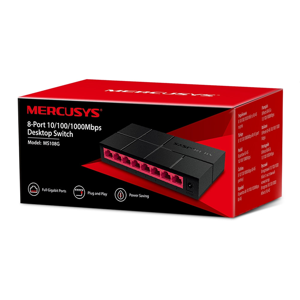 محول إيثرنت صغير الحجم Mercusys MS108G S محول إيثرنت صغير الحجم Mercusys MS108G S