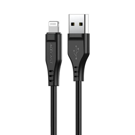 Acefast C3-02 MFi Certified USB-A to Lightning Fast Charging Cable, 2.4A Power Support, Durable Anti-Bending TPE Sync Cord, 1.2m Premium Cable for iPhone & iPad - Black / White