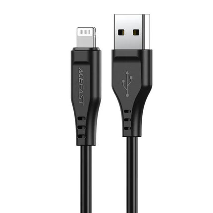 Acefast C3-02 MFi Certified USB-A to Lightning Fast Charging Cable, 2.4A Power Support, Durable Anti-Bending TPE Sync Cord, 1.2m Premium Cable for iPhone & iPad - Black / White