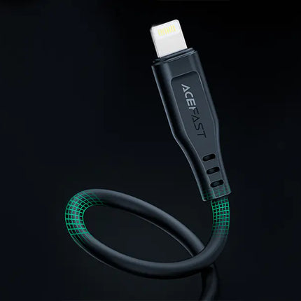 Acefast C3-02 MFi Certified USB-A to Lightning Fast Charging Cable, 2.4A Power Support, Durable Anti-Bending TPE Sync Cord, 1.2m Premium Cable for iPhone & iPad - Black / White
