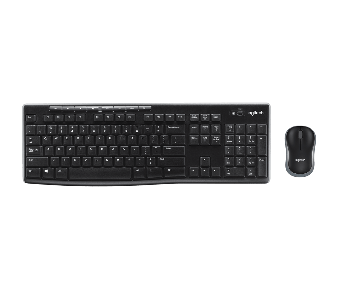 Logitech MK270 Wireless Keyboard and Mouse Combo - Full-Size Layout - 8 Multimedia Hotkeys - 2.4 GHz Reliable Connection - Long Battery Life - Black