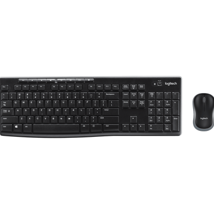 طقم لوحة مفاتيح وماوس لاسلكي لوجيتك (Logitech MK270) - حجم كامل - 8 مفاتيح وسائط مخصصة - اتصال لاسلكي موثوق - أسود