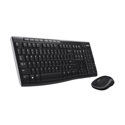 طقم لوحة مفاتيح وماوس لاسلكي لوجيتك (Logitech MK270) - حجم كامل - 8 مفاتيح وسائط مخصصة - اتصال لاسلكي موثوق - أسود