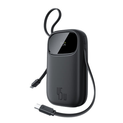 Baseus Enerfill FC31 10000mAh Power Bank - 45W Fast Charging - Dual Built-in USB-C Cables - Digital Display - Supports Laptop & Tablet Charging - Cosmic Black