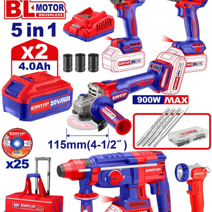 EMTOP ECKL2058 Cordless 2-Piece Combo Kit