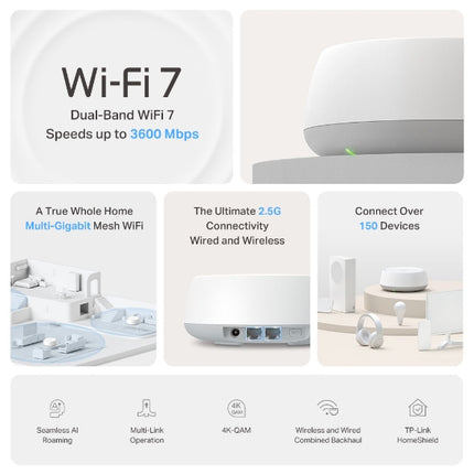 TP-Link Deco BE25 BE11000 Tri-Band Wi-Fi 7 Mesh System (3-Pack)