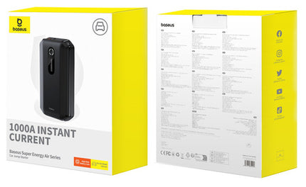 Baseus Super Energy Air Car Jump Starter Power Bank - 10,000mAh Capacity - 1000A Peak Current - Emergency Booster for Gasoline and Diesel Engines - Built-in LED Flashlight